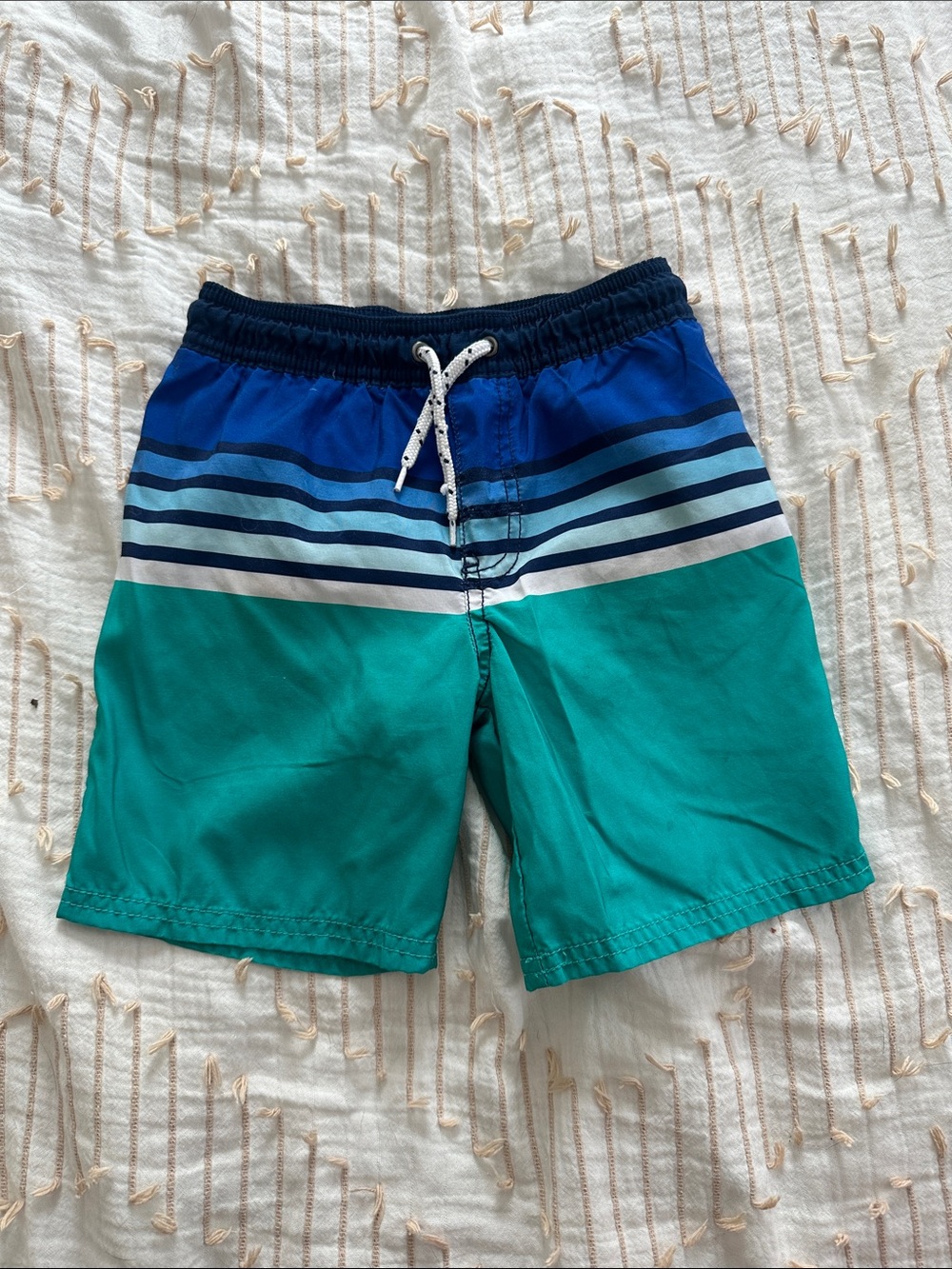 OshKosh B'gosh Teal and Navy Stripe Boys Swim Trunks